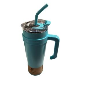 Hydraflow Capri 40oz Tumbler with Handle &‎ Straw Turquoise Travel Mug